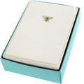 Bee La Petite Presse Boxed Notecards - 10 Embellished Gold Foil Blank Cards with Matching Envelopes and Storage Box, 3.25" x 4.75"