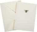 Bee La Petite Presse Boxed Notecards - 10 Embellished Gold Foil Blank Cards with Matching Envelopes and Storage Box, 3.25" x 4.75"