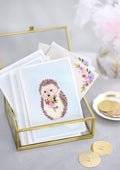 Blank Cards with Envelopes, Hedgehog with Flower (14-Count)