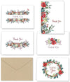 Christmas Greenery Thank You Note Cards and Envelopes - 25 pack