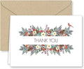 Christmas Greenery Thank You Note Cards and Envelopes - 25 pack