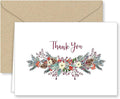 Christmas Greenery Thank You Note Cards and Envelopes - 25 pack